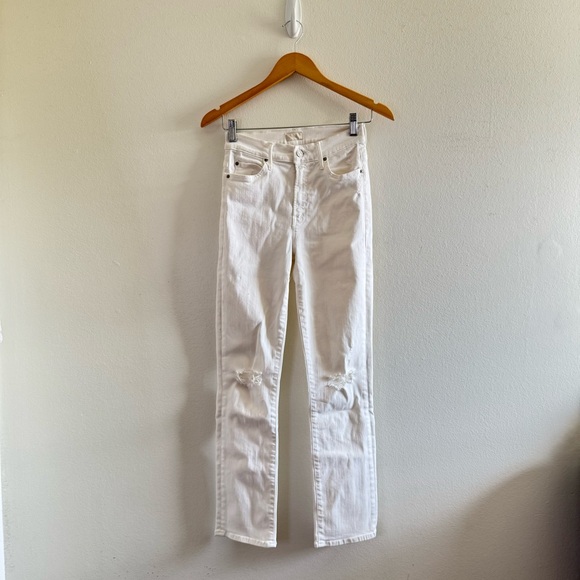 Mother White High Waisted Rascal Ankle Distressed Little Miss Innocent Jeans 25 - Picture 2 of 11